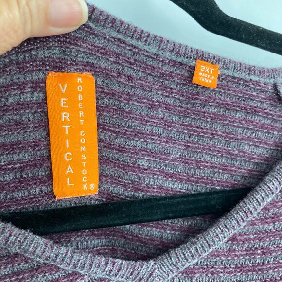 Robert Comstock Vertical Wool Nylon Ribbed Purple Sweater Men’s 2X Tall - Picture 6 of 10